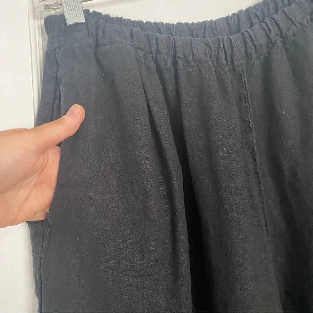 Black wide leg linen pants, women’s size L - Picture 7 of 7